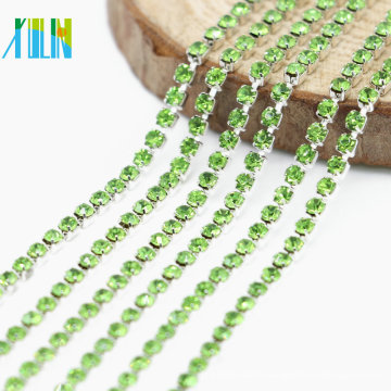 Gros Peridot Strass Argent Dense Coupe Chaîne Garniture Bijoux